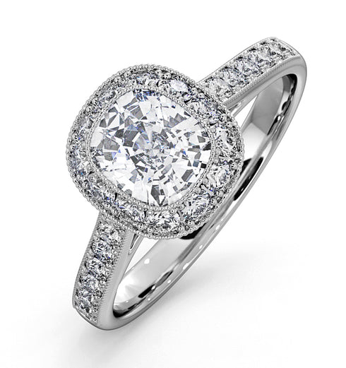 Danielle Lab Diamond Engagement Side Stone Ring Platinum 2.10CT F/VS1